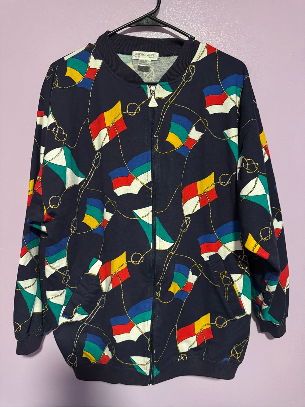 Euro Joy Branded Crewneck Sweater - Navy Trim